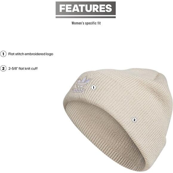 Unisex Trefoil Beanie Hat, Heather White main image 7